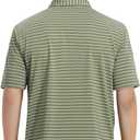 M MAELREG Boys' Polo Shirt Striped Short Sleeve Moisture Wicking Performance Stretch Active Casual Collared Kids Golf Shirt (6 Years, Light Green/White Stripe)