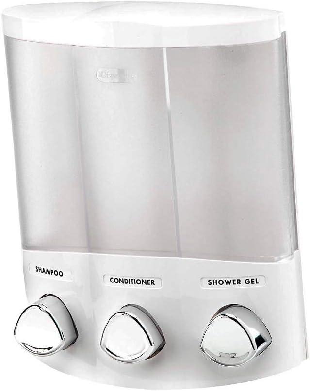 Better Living Products, White 76354 Euro Series TRIO 3-Chamber Soap and Shower Dispenser