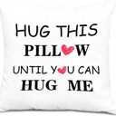Hug This Pillow Until You Can Hug Me Throw Pillow Covers 18x18, Anniversary Birthday Gifts for Boyfriend Girlfriend, Long Distance Relationship Gifts, Couples Pillow Covers (Colour 02)