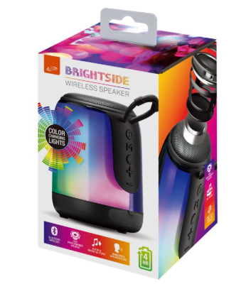 iLive "Brightside" Wireless Bluetooth Speaker with Color Changing LEDs (ISB143B), Black