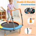 3FT Foldable Trampoline for Kids - 36” Mini Small Trampoline with Handle Bar, Height-Adjustable, Max Load 100LBS, Ideal for Toddler Baby Jumping Mats & Outdoor Workout Adventures