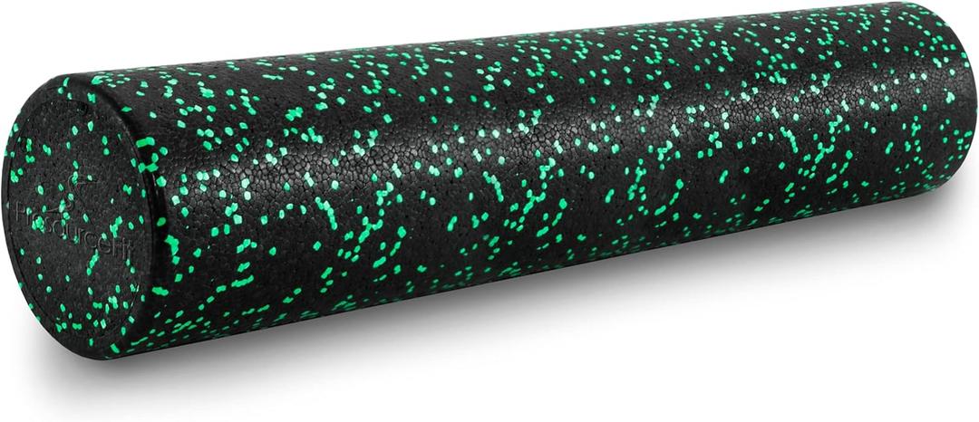 ProsourceFit High Density Foam Rollers Long, Firm Full Body Athletic Massage Tool for Back Stretching, Yoga, Pilates, Post Workout Muscle Recuperation (36"H x 6"D, Black/Green)
