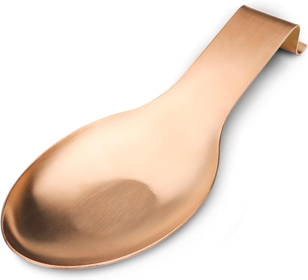 VanlonPro Stainless Steel Spoon Rest, Spatula Ladle Holder, Stainless Steel Utensil Spoon Rest Holder, Brushed Finish, Dishwasher Safe 9.8 x 3.7 Inch (Rose Gold 1PC)