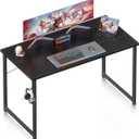 ODK 48 Inches Computer Desk for Small Spaces, Study Table for Home Office, Writing Desk with Headphone Hooks, Black