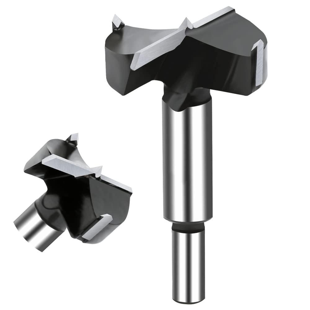 2-1/16 Inch Carbide Forstner Drill Bit, Carbide Tipped Forstner Bit for Hard Wood, Wood Drilling Bit Woodworking Hinge Cutter Tool Kits for Wood Plywood Plastic