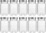 novelinks 16 oz Clear Plastic Jars with Lids, Refillable 16oz Mason Jars with Lids & Storage Containers for Kitchen & Household Use (20 Pack,Silver)