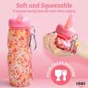 Lisha Portable Travel Bidet, Peri Bottle, Rolls-Up Compactly for Discreet Carry, Silicone Bidet Bottle with Leakproof Lid, Dust Bag and Clip (16.9 oz Capacity) (Spring)