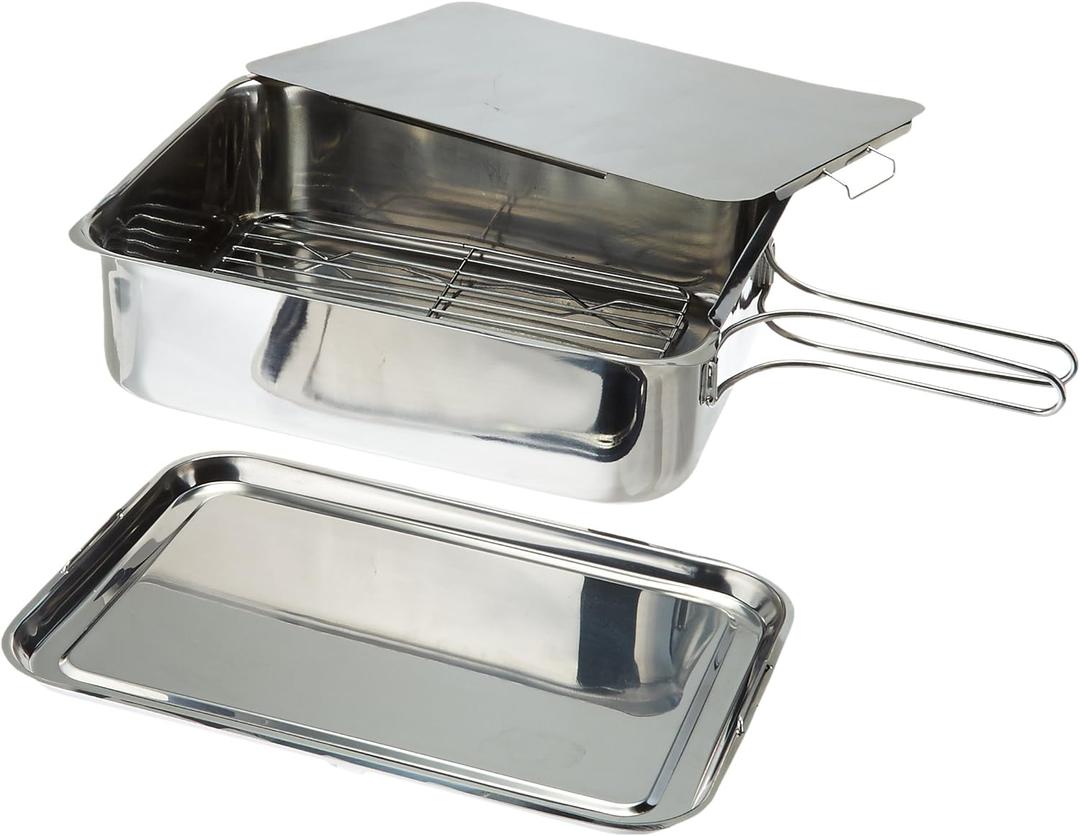 ExcelSteel Stainless Steel Stovetop Smoker, 14 1/2" X 10 1/2" X 4", Silver, Medium