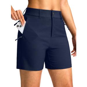 SANTINY Women's 5"/7" Hiking Golf Shorts with 3 Pockets Stretch Quick Dry Outdoor Travel Work Shorts for Women Casual Summer (S)