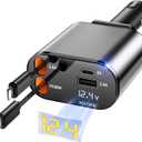 Retractable Car Charger Adapter for iPhone 17,4 in 1 Fast Charging Car Phone Charger,69W USB C Car Truck Accessories,Road Trip Essentials Gift for Men Women for iPhone 17/16/15/14/13/12,Galaxy S25 (Cords for Apple+Type-C(Digital Display))
