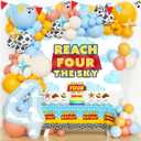 Party Inspo Reach for the Sky Birthday Decorations, 121 PCs - Toy Inspired Story 4th Birthday Party Supplies with Blue Cloud Backdrop, Balloon garland, Four Cake Topper
