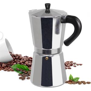 14 Cup Moka Pot Aluminum 700ml Italian Coffee Maker Stovetop Espresso CoffeeMakers Mocha Pot Percolator Greca Coffee Maker for Electric Ceramic Stove Portable for Easy Brewing (Silver)