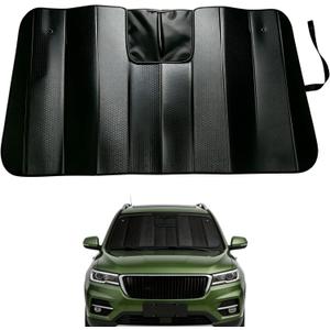 GWUSKDT Car Windshield Sunshade-Thicken 5-Layer Bubble Block Heat and Sun UV Rays,Front Windshield Sun Shade- Keeps Your Vehicle Cool - 58 x 27.5 Inch new Upgraded (New Black)