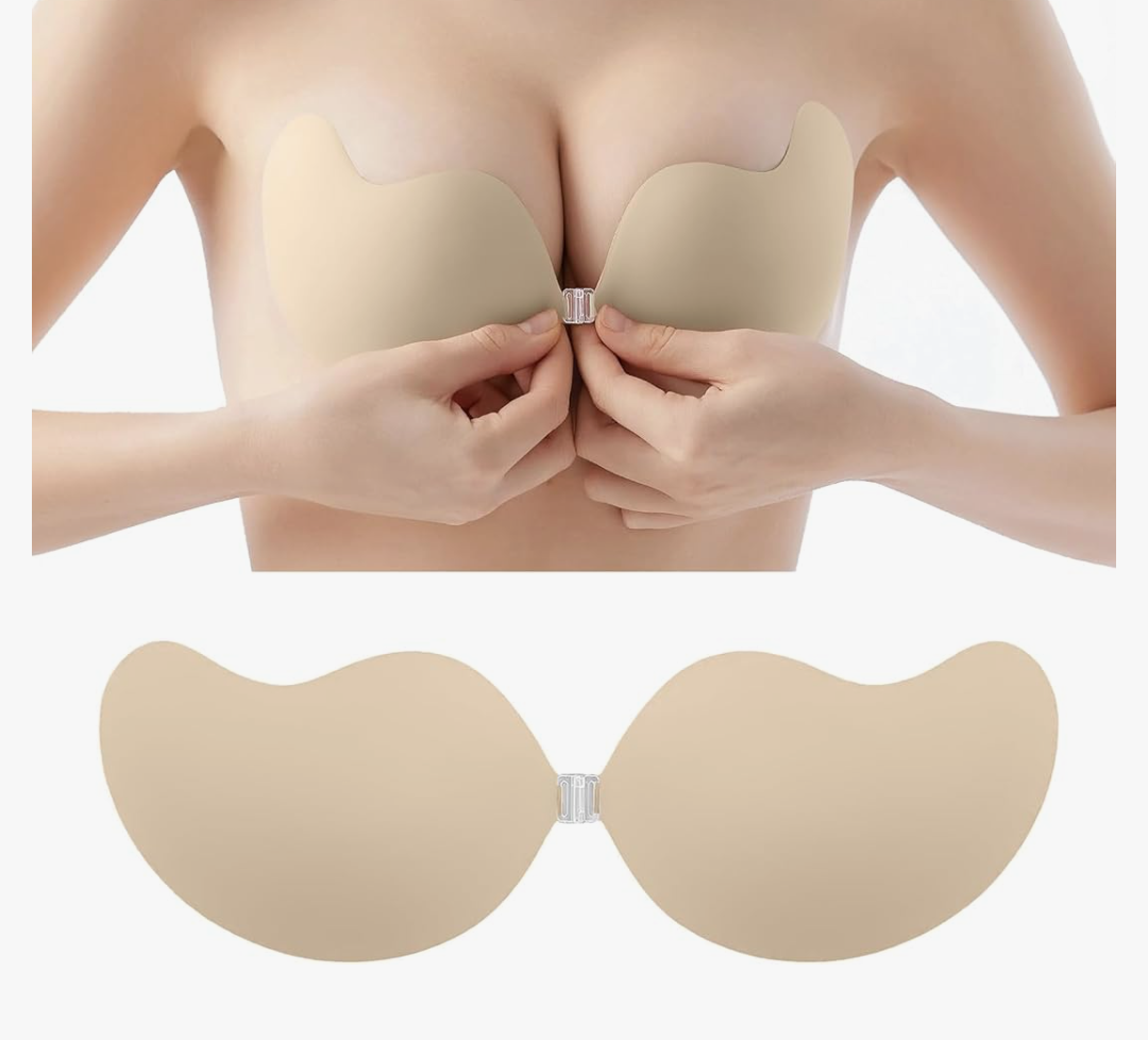 2025 2.0 Adhesive Bra Strapless Sticky Invisible Push up Reusable Silicone for Women Backless(Nude)