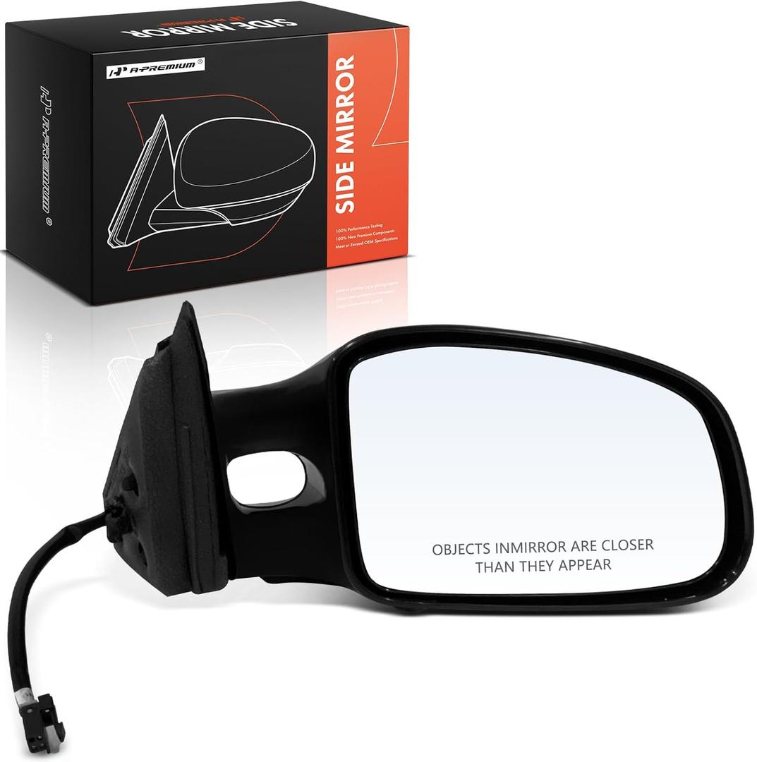 A-Premium Passenger Side Power Door Mirror - Compatible with Pontiac Grand Prix 1997-2003 - Non-Heated, Non-Folding, Black Outside Rear View Mirror - Replace# 10312052