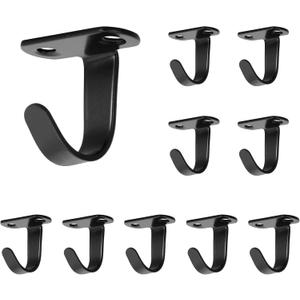 NearMoon Stainless Steel Screw Mounted Ceiling Hooks, Under-Shelf Towel/Robe Clothes Hook Heavy Duty Coat Hanger for Bathroom Kitchen Cabinet Garage, 10 Pack (Matte Black)