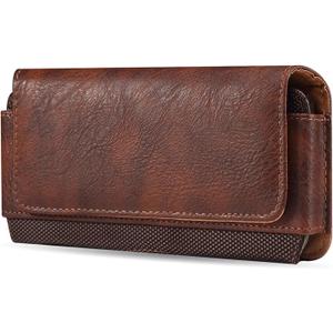 Premium Leather Phone Holster for iPhone 13 Mini,12 Mini,SE 2022,8,7,6,5,Holster Pouch Case with Clip for Galaxy S6/5,Brown