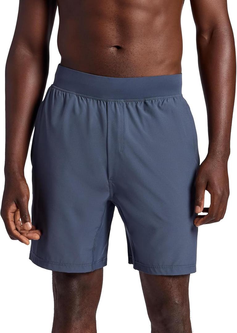 Gaiam Men's Hatha 7” Short, Standard Fit, Stretch Lightweight Material, Moisture-Wicking (Gray, M)