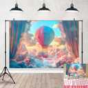 5x3ft Hot Air Balloons Photo Backdrop Dreamy Sky Clouds Backdrop Adventure Girl Baby Shower Background for Girls Birthday Party Diaper Keg Party Decorations Studio Banner Props KUBDJ1454