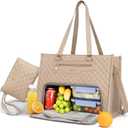 Bagstellar Lunch Tote Bag for Women, 15.6 Inch Laptop Work Bag with Insulated Lunch Box Compartment & Purse Large Capacity Quilted Computer Handbag for Office Business Work Nurse Teacher Travel Casual