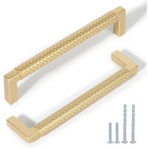 L&lonpa 10 Pack Gold Cabinet Handles  6-1/4 Inch(160mm) Center to Center, Solid Knurled Drawer Pulls, Durable Modern Hardware for Kitchen, Bedroom, Bathroom, Dresser L&lonpa 10 Pack Gold Cabinet Handles  6-1/4 Inch(160mm) Center to Center, Solid Knurled Drawer Pulls, Durable Modern Hardware for Kitchen, Bedroom, Bathroom, Dresser