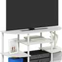 Furinno Jaya TV Stand, 4-Tier Open Shelf Design Corner Entertainment Center with Round Corner, TV Console for TV up to 46 Inch, Toolless Assembly, for Living Room, Bedroom, White