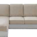 PrinceDeco Sofa Covers for Sectional Sofa, Velvet Soft Couch Covers Couch Cushion Covers Anti Slip, Stretch Sofa Slipcovers Washable Wear-Resistant Pet Friendly (1 PC Medium Seat Cover, French Oak)