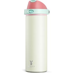 24 oz Insulated Water Bottle with Straw: Meoky Stainless Steel Metal Water Bottle with 2-in-1 Lid - Leak Proof, Cold for 24 Hours, Fits in Car Cup Holder, BPA-Free for Travel Sports Gym, Cream