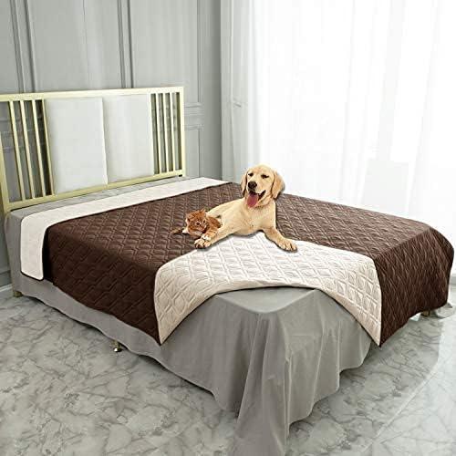 Ameritex Waterproof Dog Bed Cover Pet Blanket for Furniture Bed Couch Sofa Reversible (82x120 Inch (Pack of 1), Chocolate+beige)