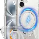 Amazon.com: COOLQO for iPhone 16 Case, Compatible with MagSafe, 360 Magnetic Ring Holder Silver Stand : Cell Phones & Accessories