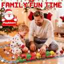 Christmas Train Set for Toddlers 2-4: Electric Toy Train with Light & Music, Toddler Toys for 1 2 3 Year Old Boy Girl, 6 Santa Finger Puppets, Track for Around Tree, Stacking Barns
