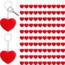 Sureio 100 Pieces Heart Keychain Bulk Mother's Day Keychain Red Heart Costume Accessories for Mother's Day Party Backpacks Decor