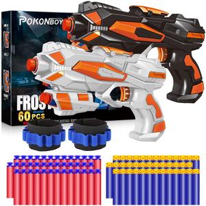 POKONBOY 2 Pack Blaster Guns Toy Guns for Boys Girls with 60 PCS Refill Soft Foam Darts 2 Wristbands for Kids Birthday Gifts Party Favors Hand Gun Toys for 6 7 8 Year Old Christmas