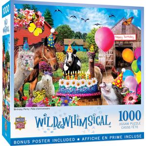 MasterPieces - 1000 Piece Jigsaw Puzzle, Birthday Party, Funny Animals, Activity for Adults, Family, Kids, Matte Finish, 19.25" x 26.75"