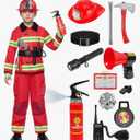 Spooktacular Creations Halloween 14PCS Firefighter Costume for Kids, Boys Fireman Costume with Toys Set for Toddler RolePlay, 3T