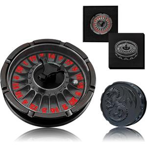 G20 Roulette Dice Spinner for DND Dice Set, 7-in-1 Dragon Metal D&D Dice with Gift Case for Dungeons and Dragon Game, RPG Role Playing Table Game Gifts (Black-red)