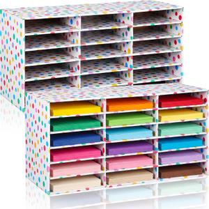 Fuutreo 2 Pcs Classroom Construction Paper Storage,Multi-colored Dots