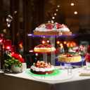 Cake Stand with Rechargable Light, 4 Tier LED Acrylic Cupcake Stand, Round Cake and Cupcake Stand Combo, Clear Tiered Cake Tower Stands for 50 Cupcakes, Display Stand for Wedding Birthday Party