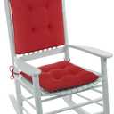 Klear Vu Porch Rocking Chair Cushion Set for Indoor and Outdoor Use, Assembled in The USA, Easy to Clean Stylish Seat and Back Pads with Fabric Ties, 20" x 17" x 2", Solid Red