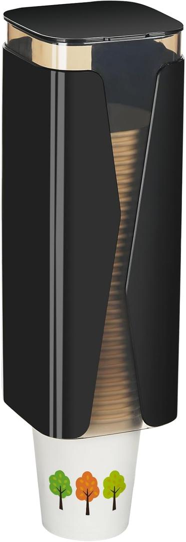 Cup Dispenser, Wall Mounted Mouthwash Cup Dispenser Fit 3oz-5oz Disposable Cups, Pull Type Water Cooler Cup Holder for Bathroom Office Gym School -Black