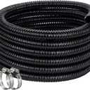 Pond Hose 1-1/2"ID × 50ft Black Corrugated Flexible Pump Tubing & 2 Clamps