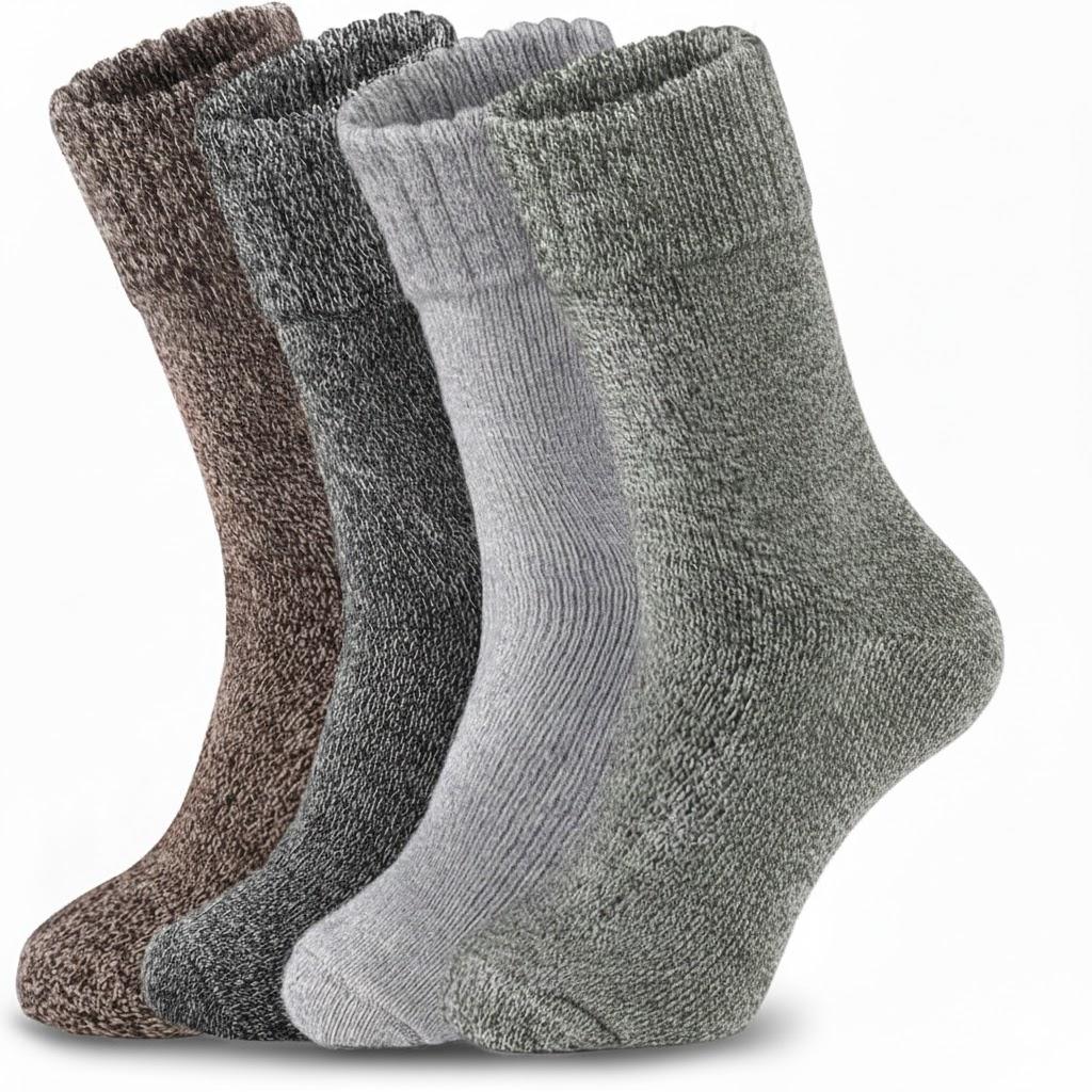 Yeblues 4 Pairs Merino Wool Socks Mens, Thick Warm Winter Socks, Hiking Socks Soft Casual Socks for Men (12-17, Multicolor)