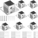 MorningRo 8 Pcs Square Post Bases 1" x 1" Stainless Steel Flange Anchor Bases Heavy Duty Post Brackets for Fence Deck Railing Support