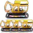 30 Pack Goodie Gift Bags Cartoon Excavator Car Candy Treat Bag Small Plastic Ziplock Seal Bags with Handle Resealable Packaging For Food Storage Birthday Baby Shower Party Favor (Excavator)