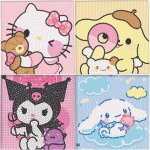 PERFECTSIGHT Cute 5D Diamond Art Kits, Kawaii DIY Painting Art for Adults Teen, 4 Pack Diamond Arts and Crafts Sets, Big Gem Full Drill Diamond Dots for Women (SLO)