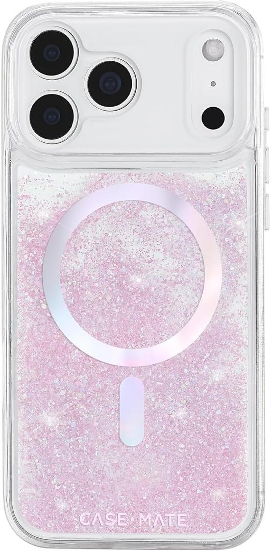 Case-Mate Soap Bubble iPhone 17 Pro Max Case [Compatible with MagSafe] - Liquid Glitter Phone Case with 12ft Drop Protection - Premium Magnetic Cover for iPhone 17 Pro Max - Iridescent Waterfall
