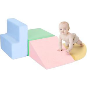 Climbing Toys for Toddlers 1-3 Inside, 4-Piece Baby Foam Climbing Blocks for Toddler,Soft Play Climbing Blocks, Indoor Climb Crawl Activity Play Set,Children's Day,Birthday Day Gift (Pink / Yellow) (Pink / Yellow)