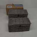 Mkono Storage Baskets Bin with Lid Decorative Paper Rope Handwoven Basket Organizer for Shelves Wardrobe Toilet Tank Top, Rectangular Wicker Home Decor Box for Bedroom Living Room, Set of 2, Grey