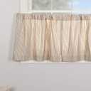 Katie's Vintage Stripe Tier Curtains, Set of 2, 24" Long, Urban Rustic Farmhouse Boho Style Caf Curtain, Natural Cream w/Black Stripes