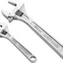 MAXPOWER 2PCS Heavy Duty Adjustable Wrench Set, Professional Shifter Movable Spanners with Extra Large Jaw Capacity, Drop Forged Cr-V Steel, Chrome Finish, Metric/SAE, Includes 6 Inch, 10 Inch